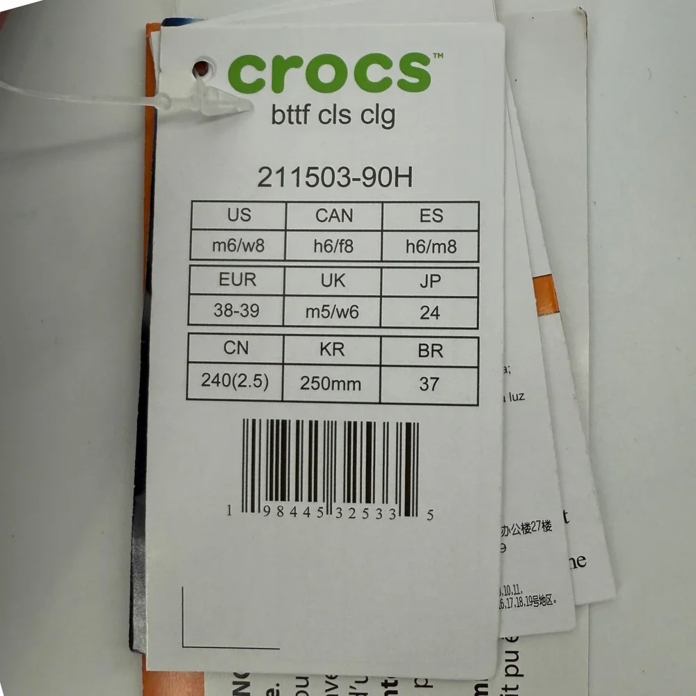 Crocs Back to The Future Classic Clogs Men 6/Women 8 Jibbitz Light Up 211503-90H